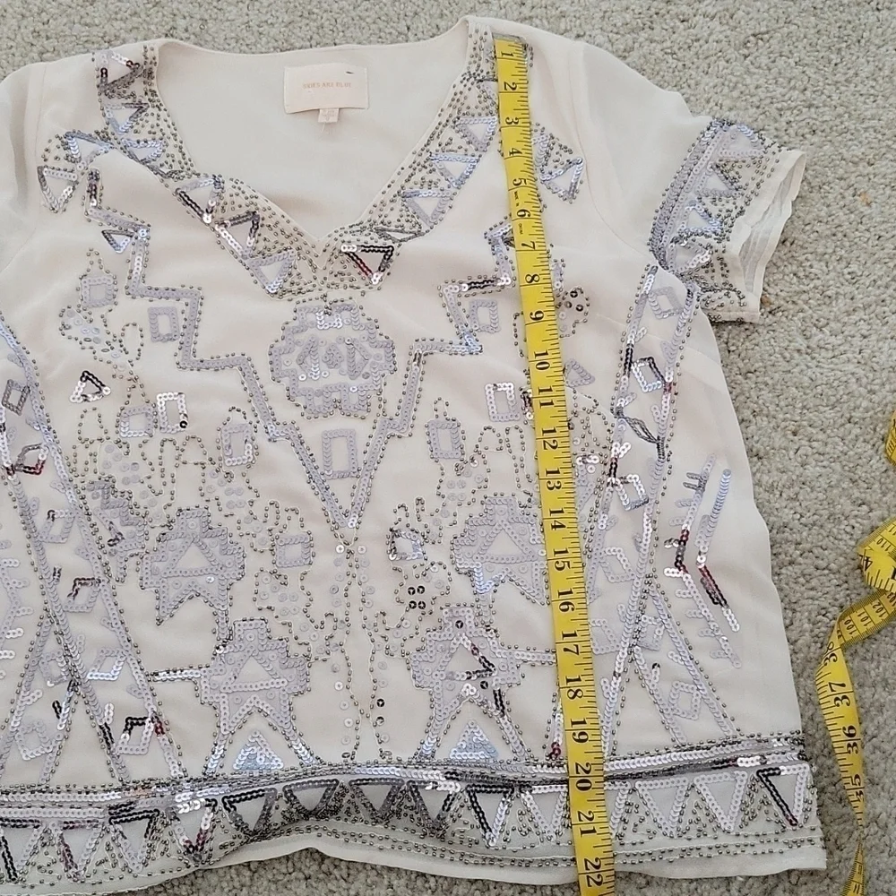 Skies are blue sequin beaded embellished Switftie Glam Party Bling Event top - Picture 9 of 10